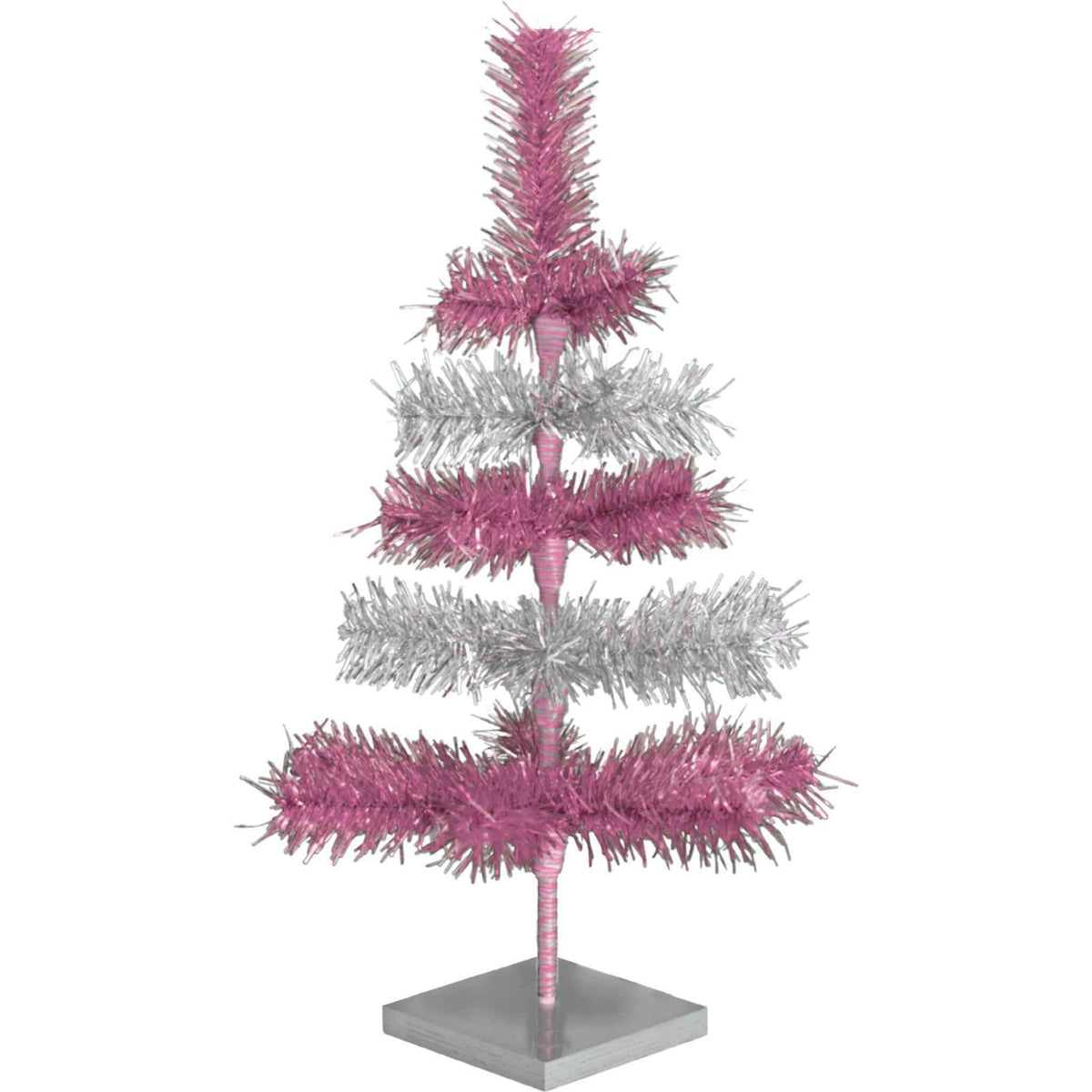 Pink & Silver Layered Tinsel Trees - Lee Display