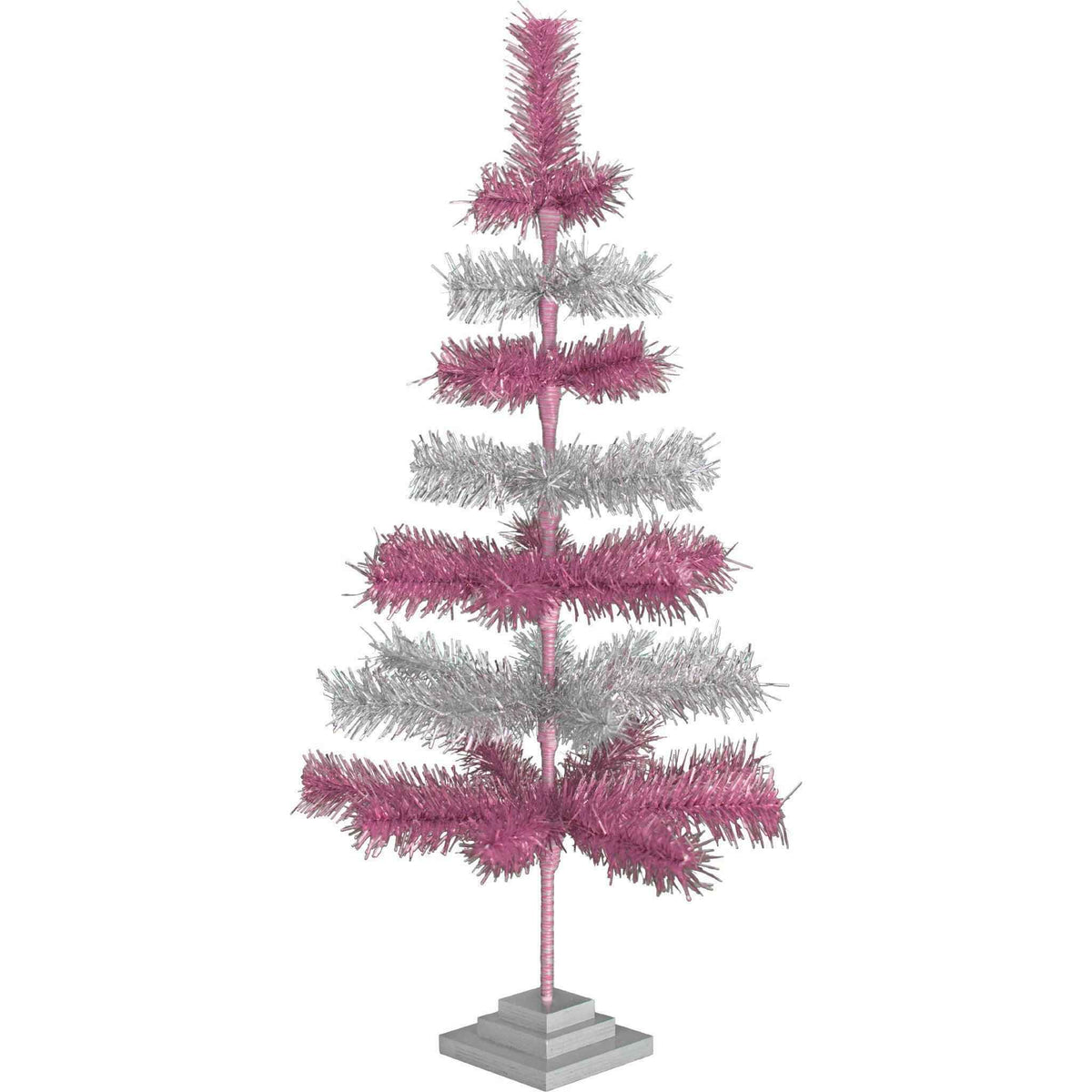 Pink & Silver Layered Tinsel Trees - Lee Display