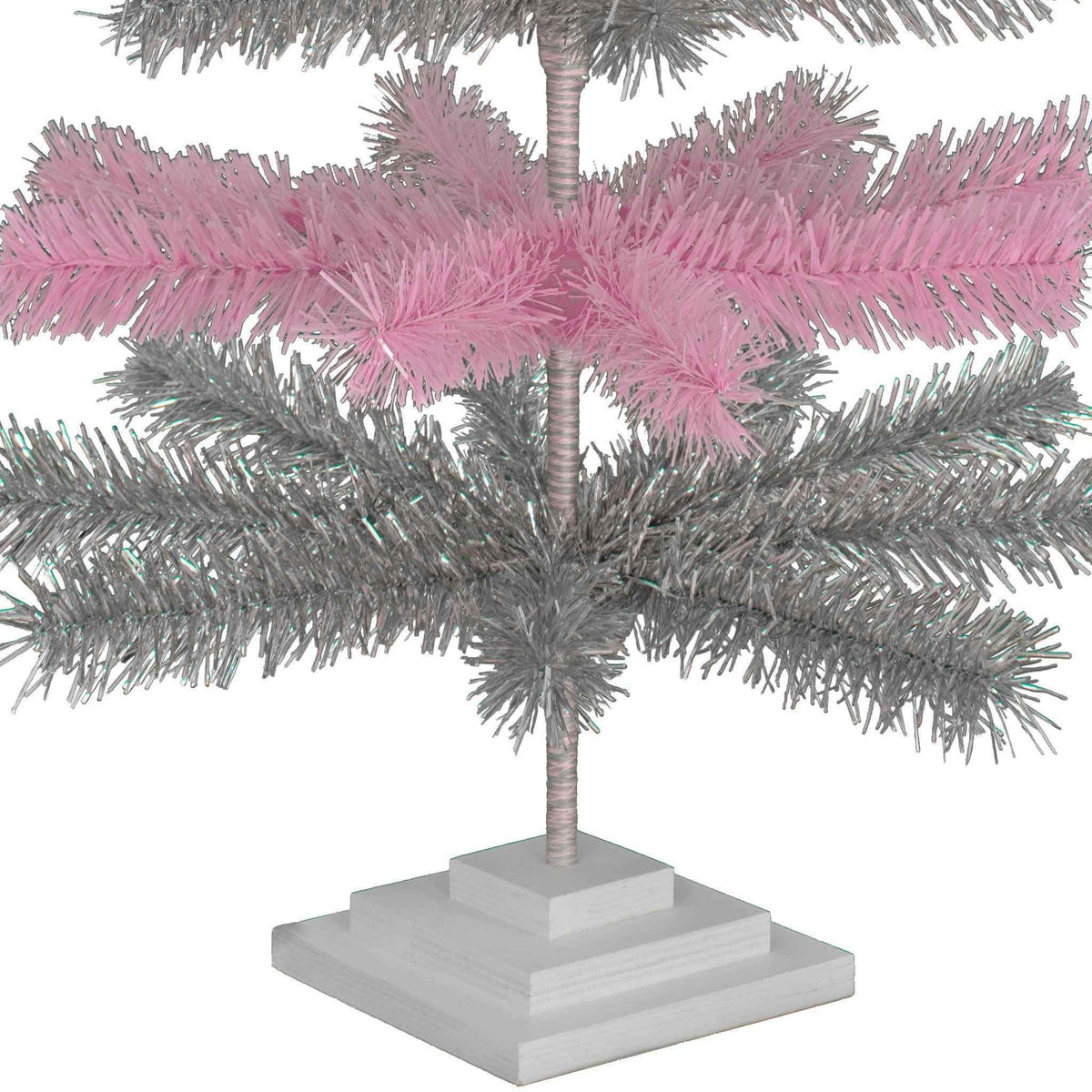 Pink & Silver Layered Tinsel Trees - Lee Display