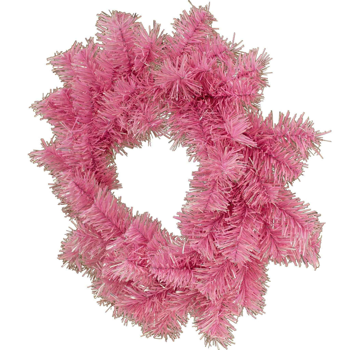 Pink and Silver Tinsel Christmas Wreaths - Lee Display