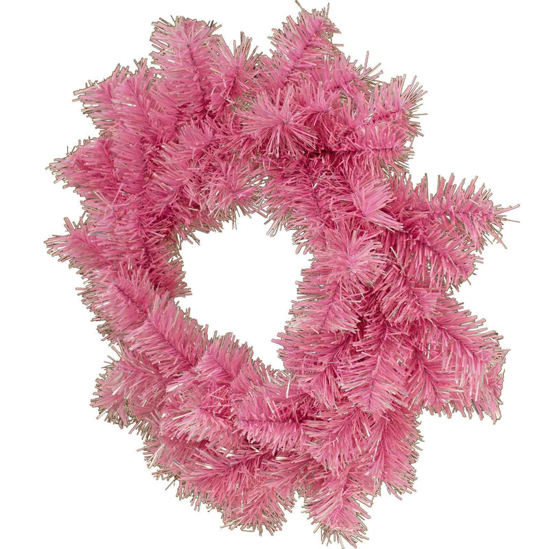 Pink and Silver Tinsel Christmas Wreaths - Lee Display