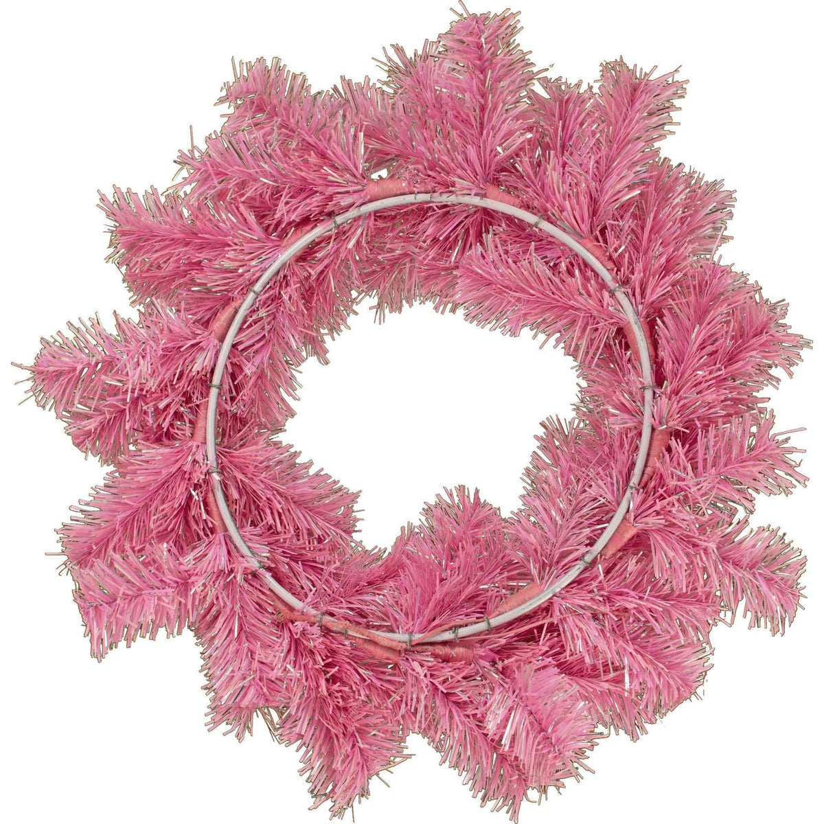 Pink and Silver Tinsel Christmas Wreaths - Lee Display