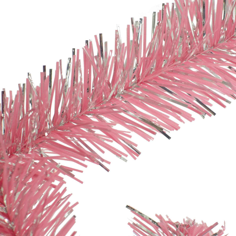 Pink & Silver Tinsel Garland - Lee Display