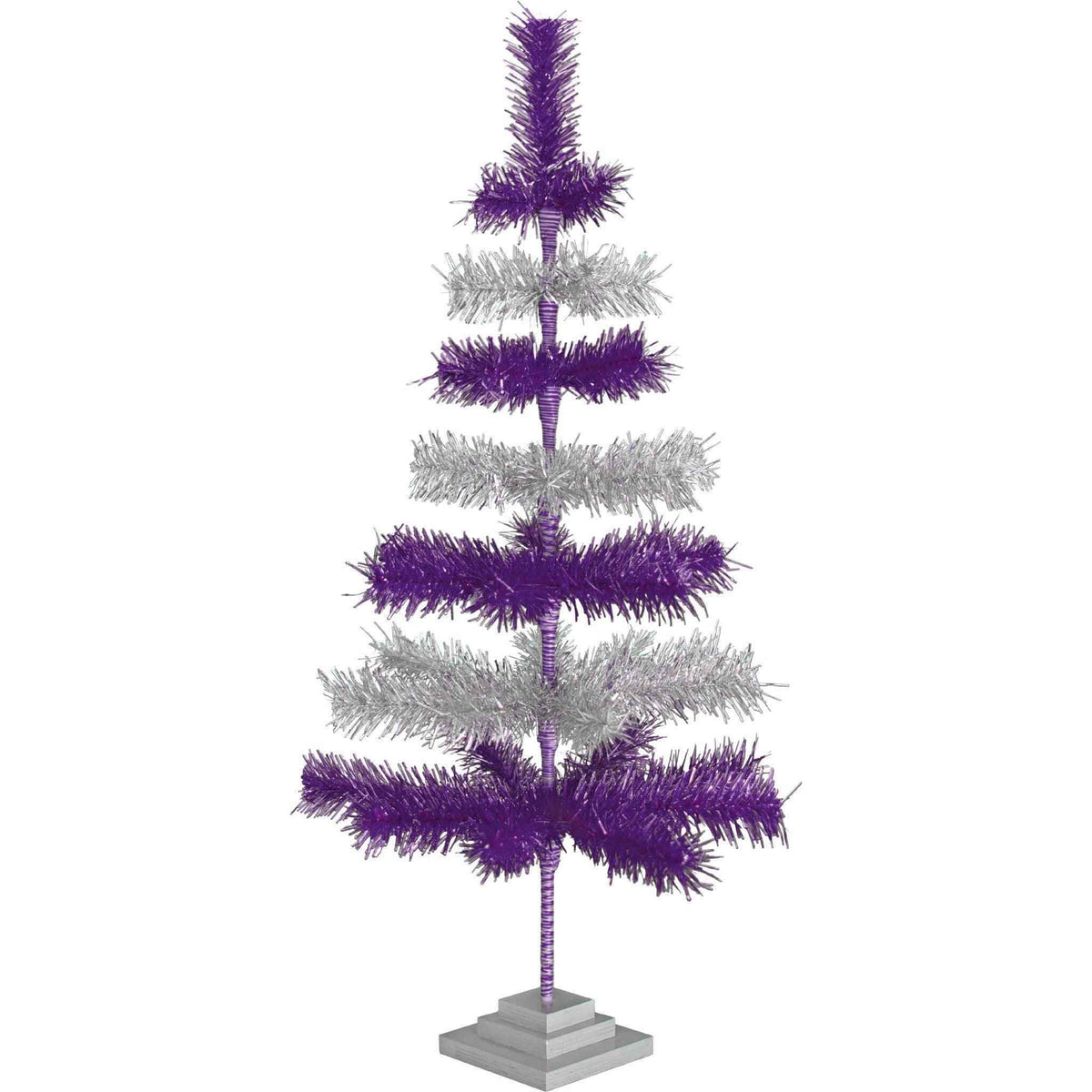 Purple & Silver Layered Tinsel Christmas Tree - Lee Display