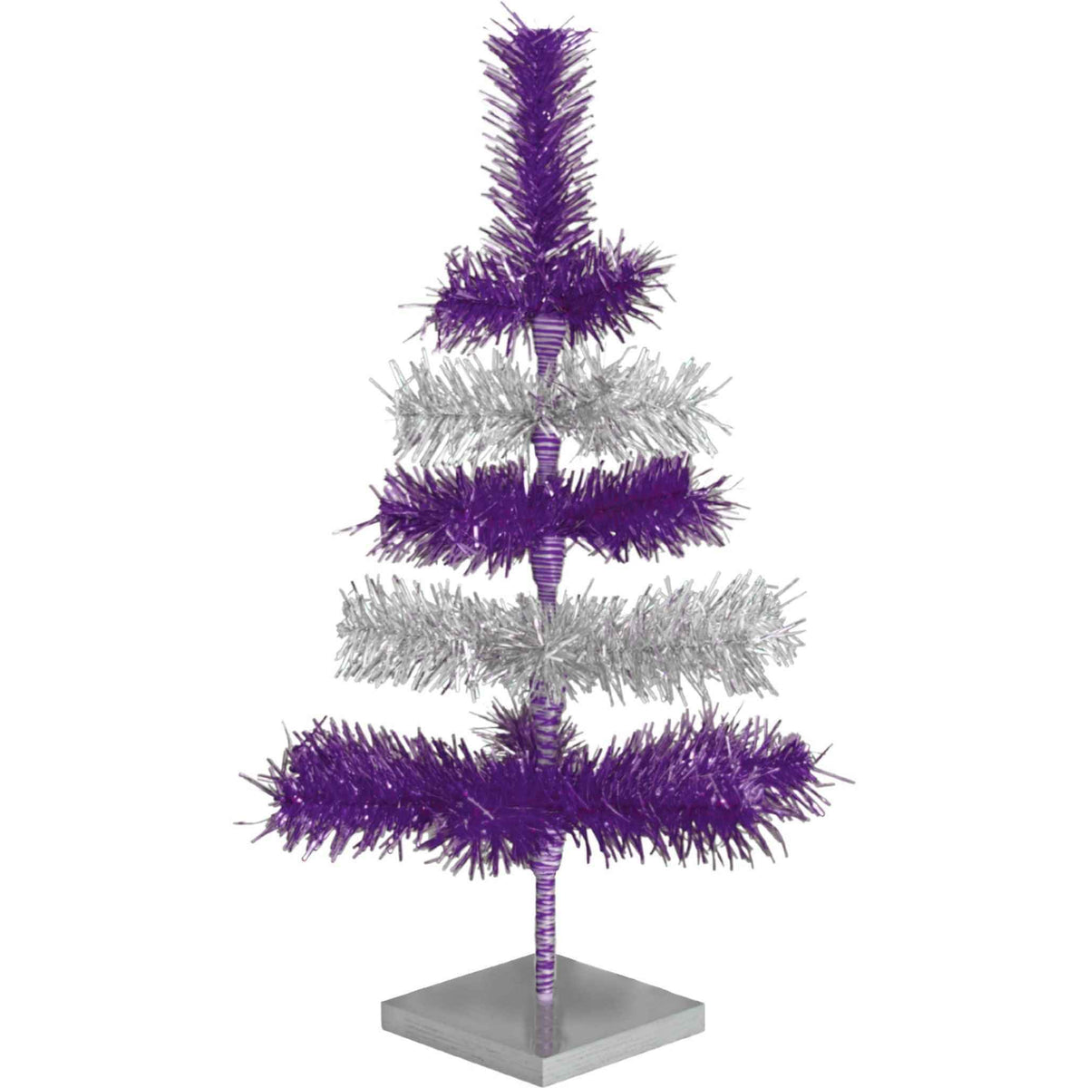 Purple & Silver Layered Tinsel Christmas Tree - Lee Display