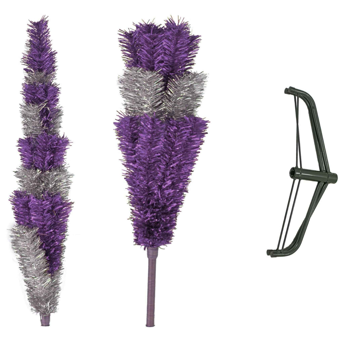 Purple & Silver Layered Tinsel Christmas Tree - Lee Display