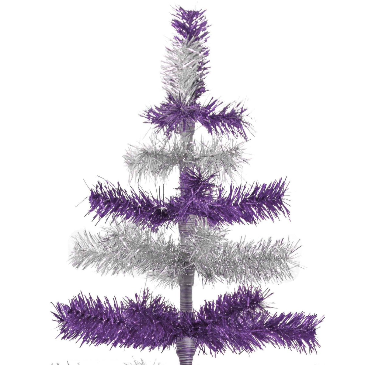 Purple & Silver Layered Tinsel Christmas Tree - Lee Display