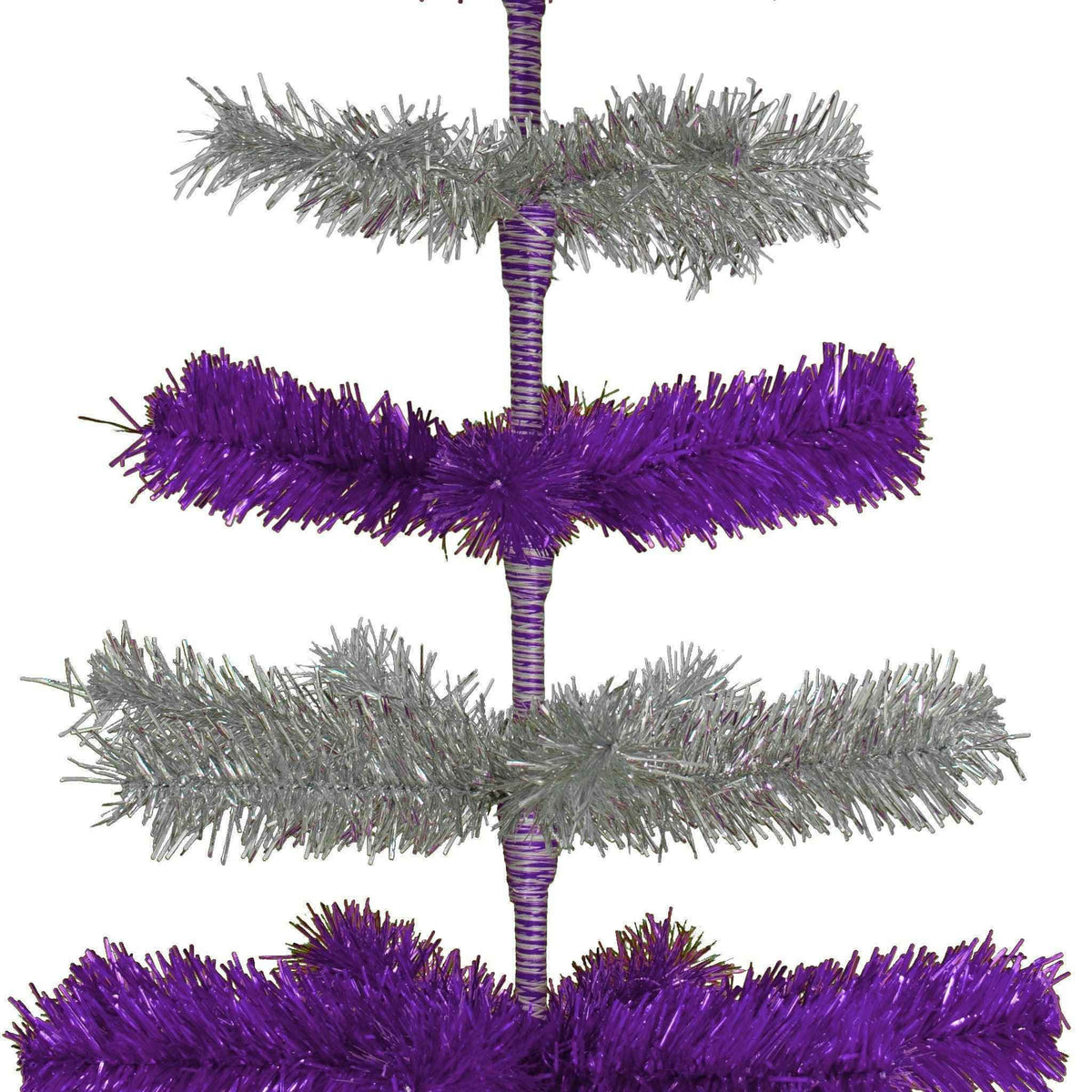 Purple & Silver Layered Tinsel Christmas Tree - Lee Display