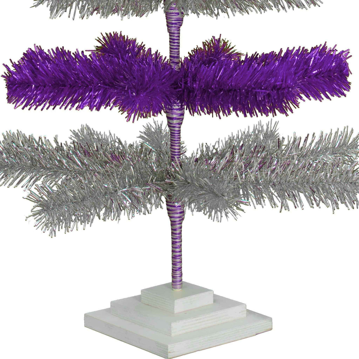 Purple & Silver Layered Tinsel Christmas Tree - Lee Display