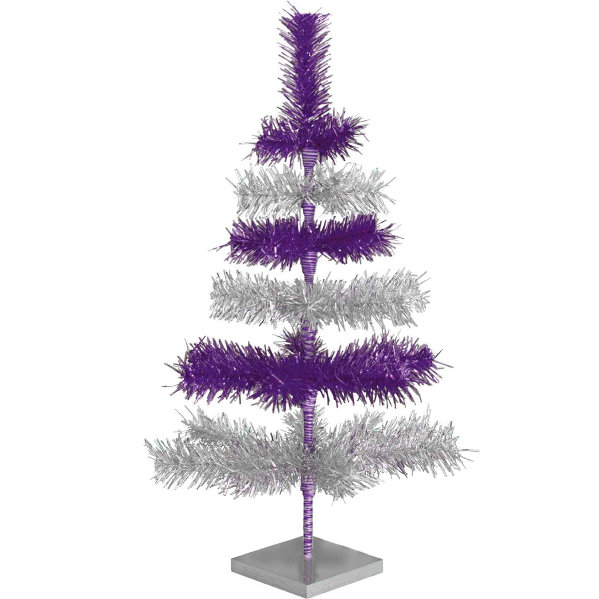 Purple & Silver Layered Tinsel Christmas Tree - Lee Display