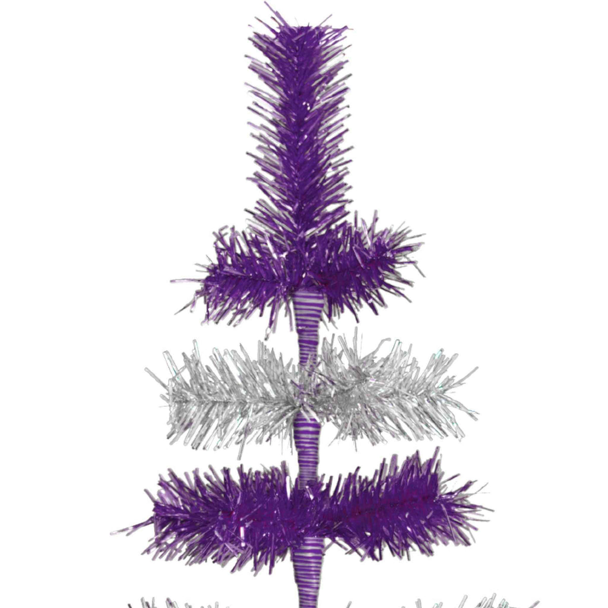 Purple & Silver Layered Tinsel Christmas Tree - Lee Display