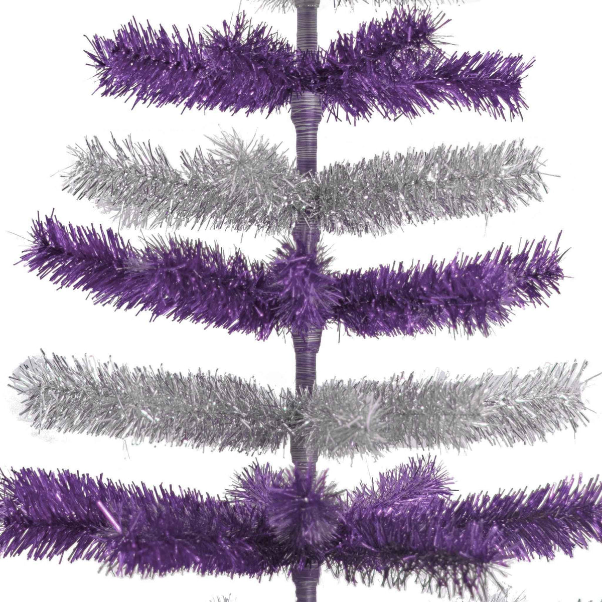 Purple & Silver Layered Tinsel Christmas Tree - Lee Display