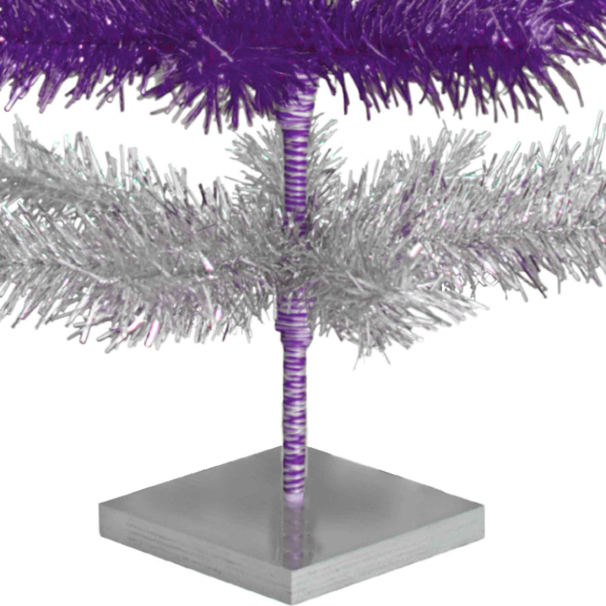 Purple & Silver Layered Tinsel Christmas Tree - Lee Display