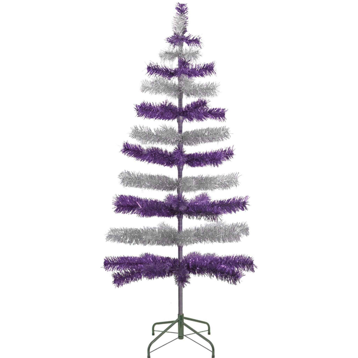 Purple & Silver Layered Tinsel Christmas Tree - Lee Display