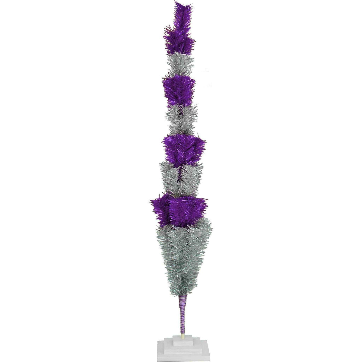 Purple & Silver Layered Tinsel Christmas Tree - Lee Display