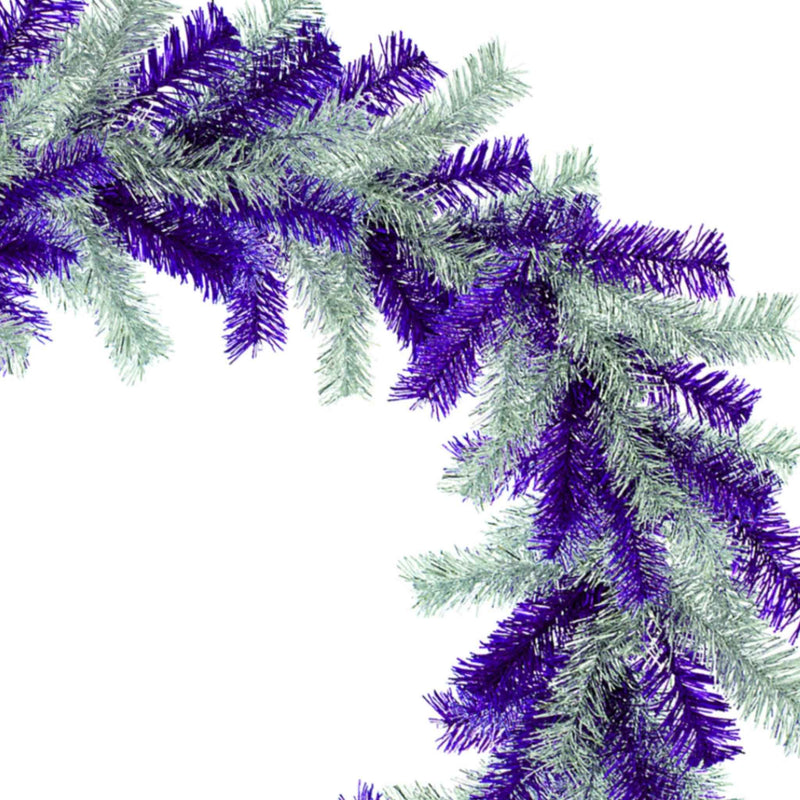 Purple and Silver Tinsel Christmas Wreaths - Lee Display