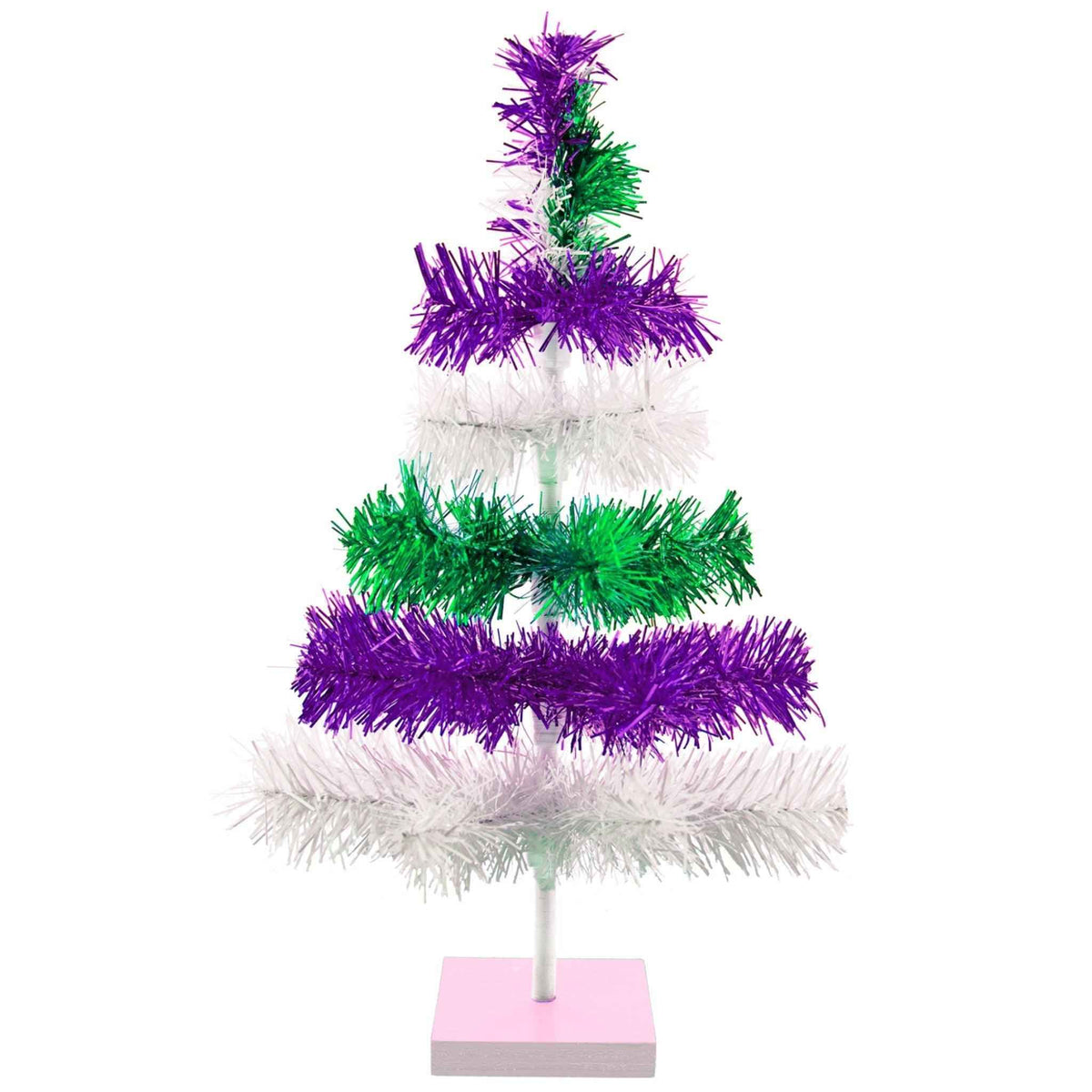 Purple, Green, & White Layered Tinsel Christmas Tree - Lee Display