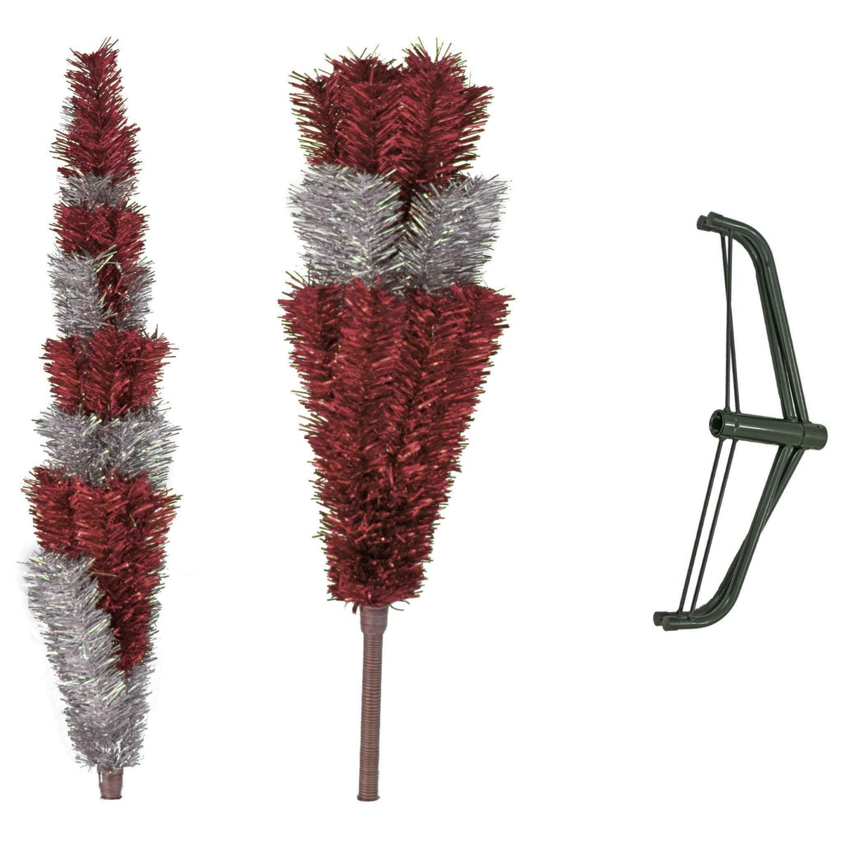 Red & Silver Layered Tinsel Christmas Tree - Lee Display