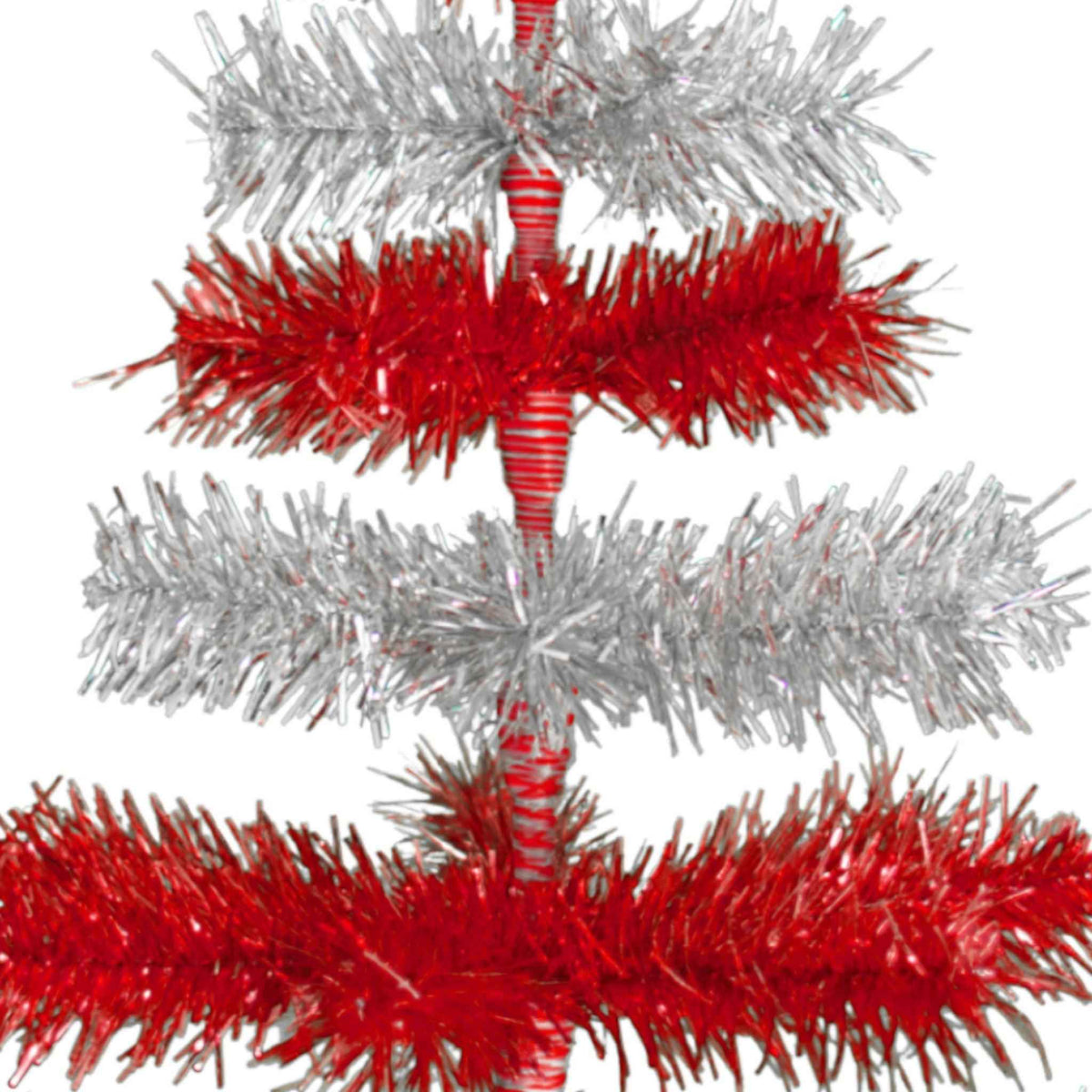 Red & Silver Layered Tinsel Christmas Tree - Lee Display