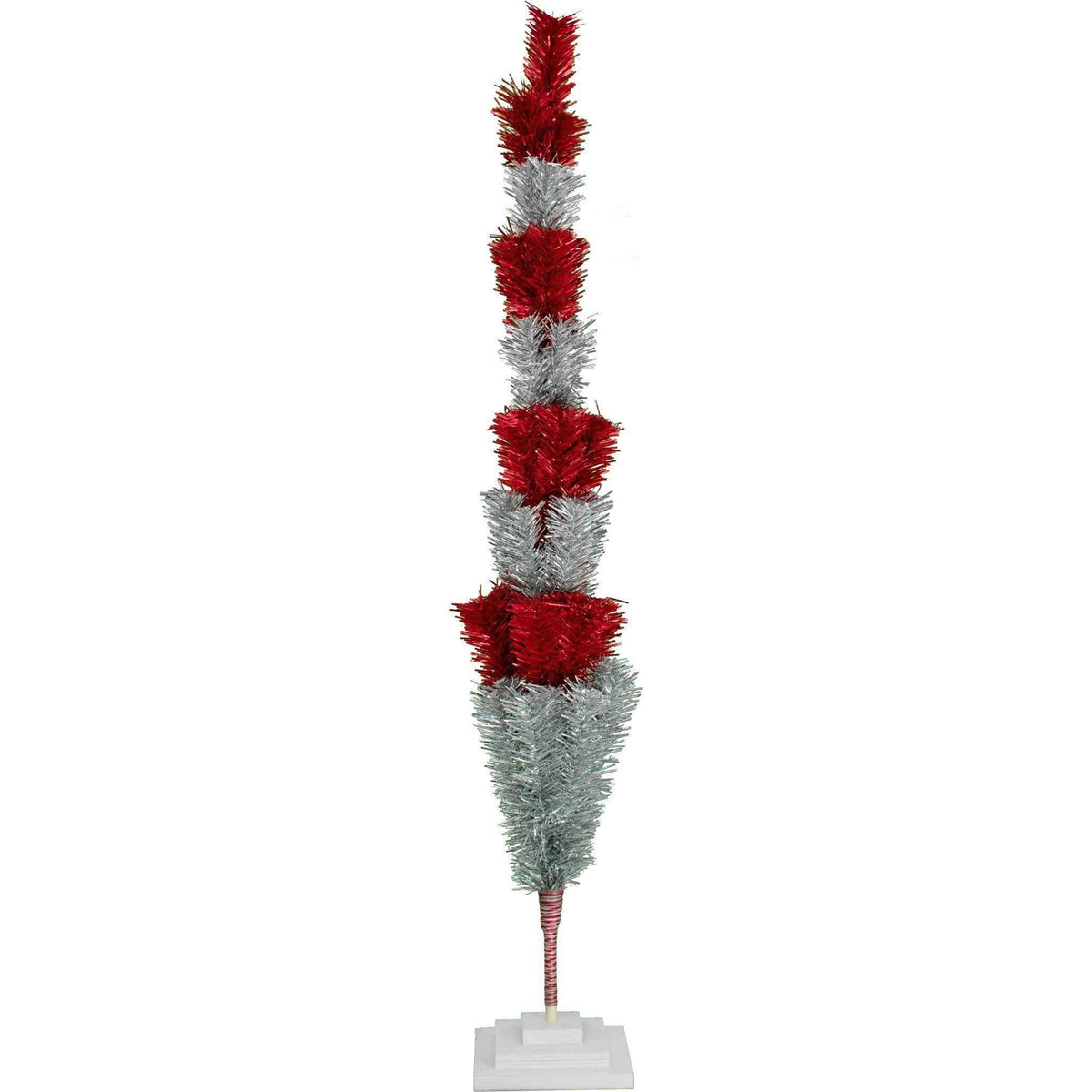 Red & Silver Layered Tinsel Christmas Tree - Lee Display