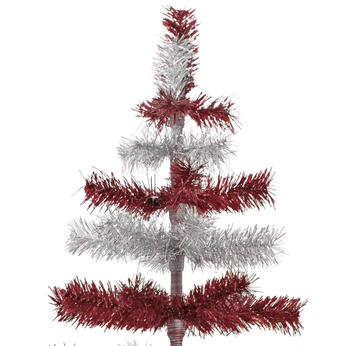 Red & Silver Layered Tinsel Christmas Tree - Lee Display