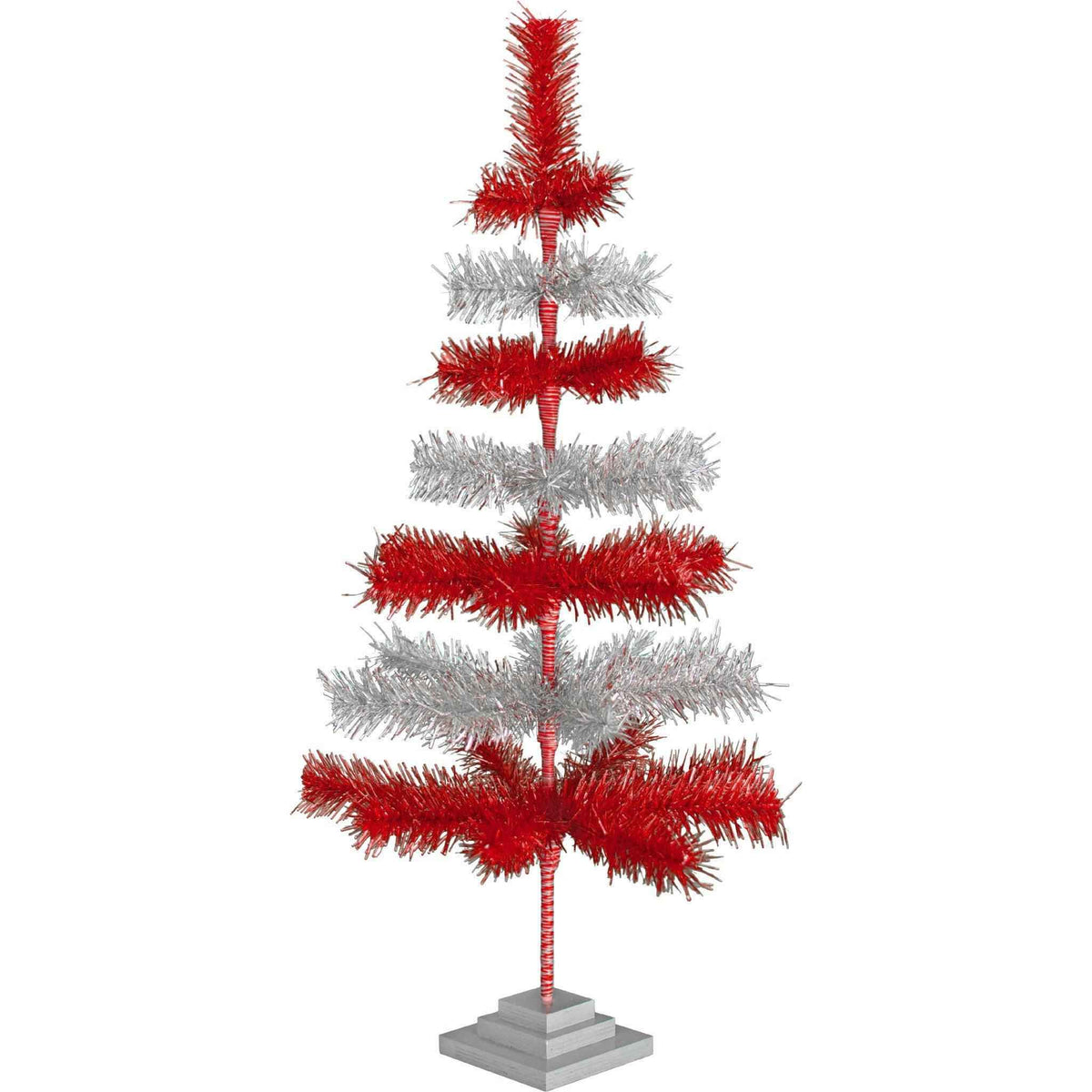 Red & Silver Layered Tinsel Christmas Tree - Lee Display