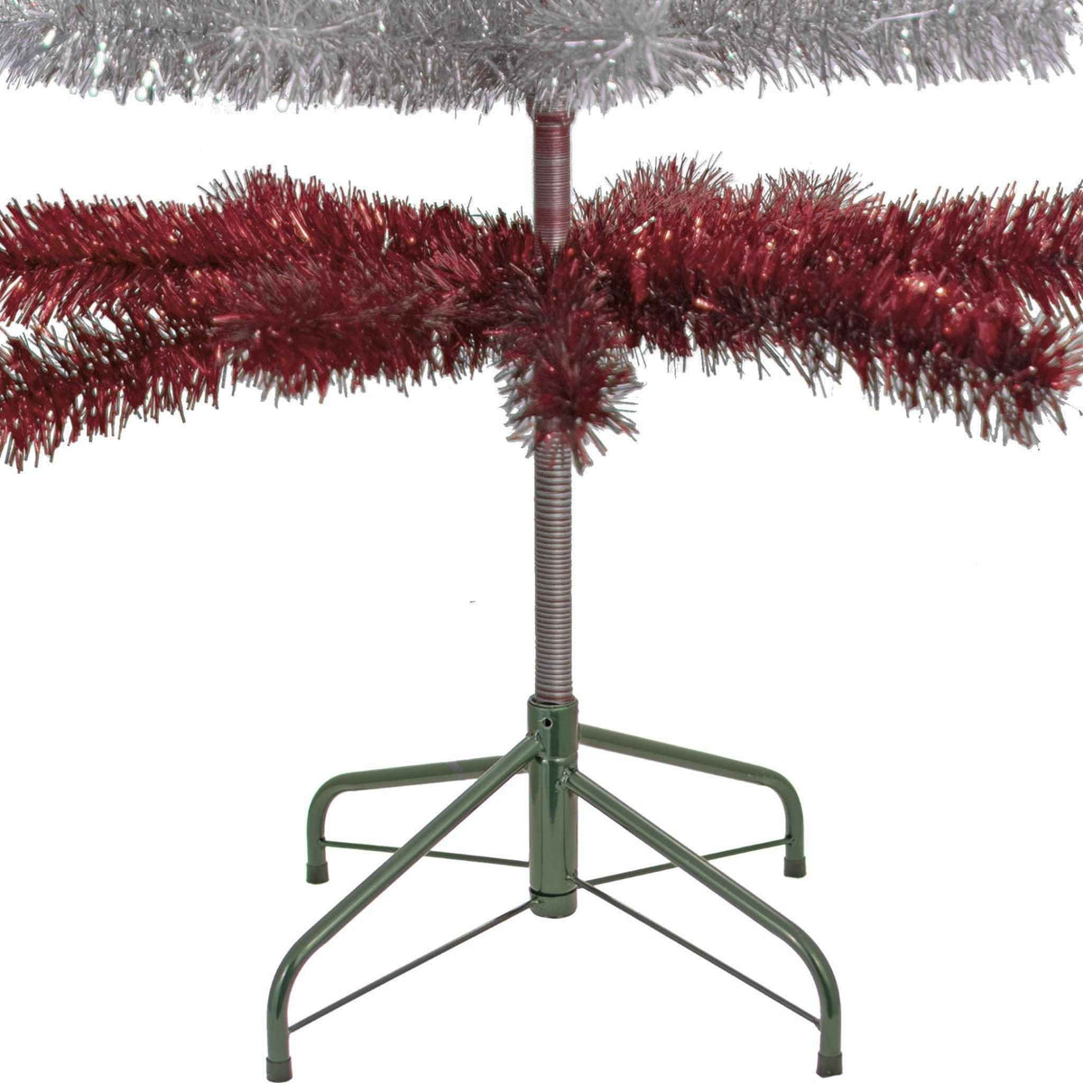 Red & Silver Layered Tinsel Christmas Tree - Lee Display