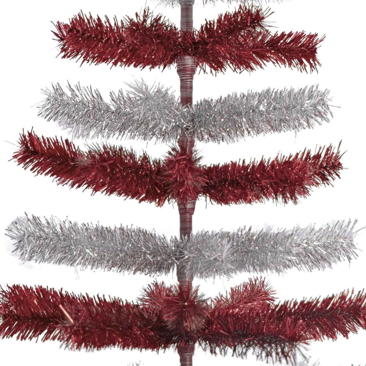 Red & Silver Layered Tinsel Christmas Tree - Lee Display