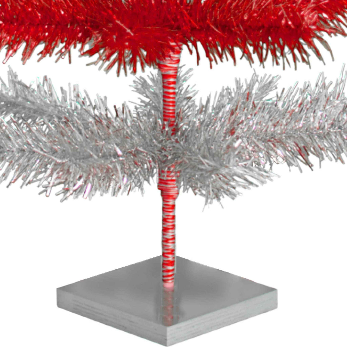 Red & Silver Layered Tinsel Christmas Tree - Lee Display