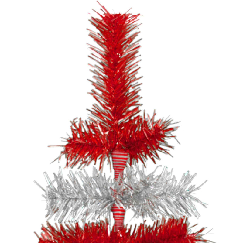 Red & Silver Layered Tinsel Christmas Tree - Lee Display