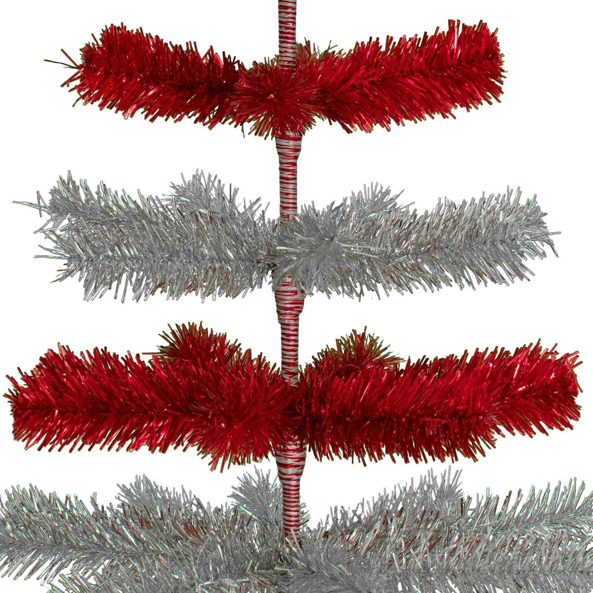 Red & Silver Layered Tinsel Christmas Tree - Lee Display