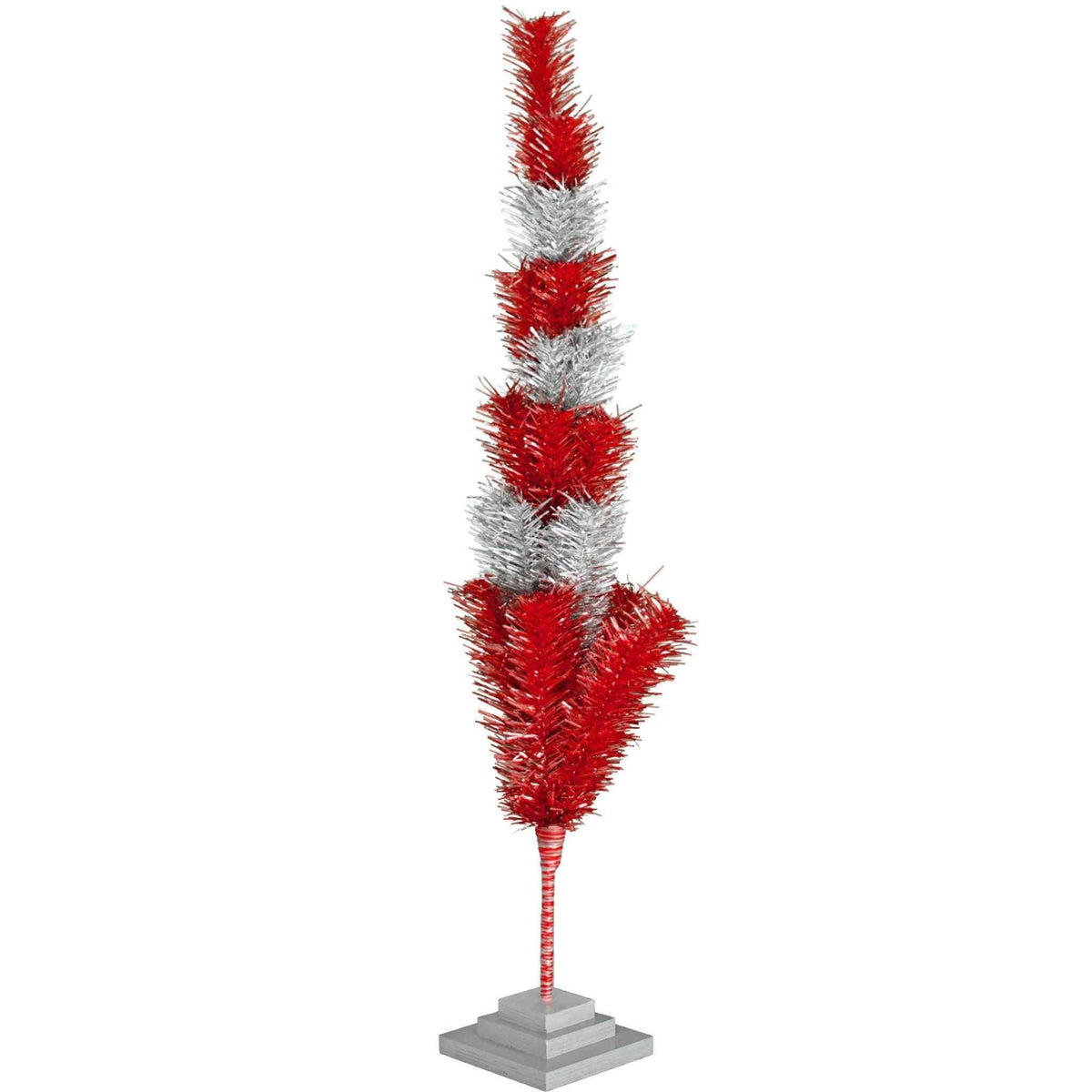 Red & Silver Layered Tinsel Christmas Tree - Lee Display