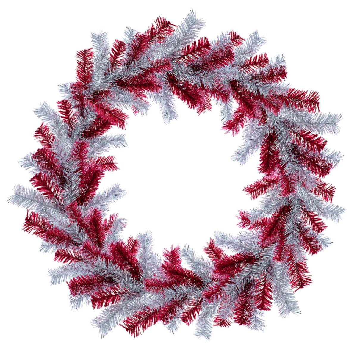 Red and Silver Tinsel Christmas Wreaths - Lee Display