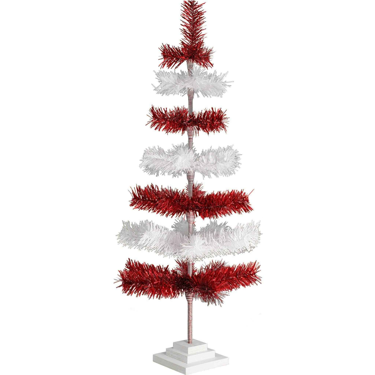 Red & White Candy Cane Layered Tinsel Christmas Tree - Lee Display