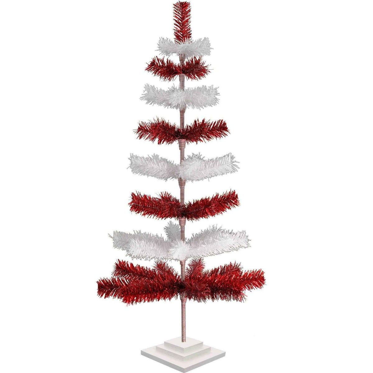 Red & White Candy Cane Layered Tinsel Christmas Tree - Lee Display
