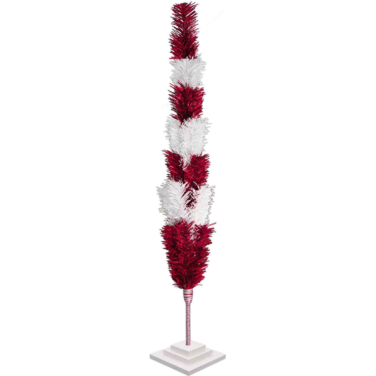 Red & White Candy Cane Layered Tinsel Christmas Tree - Lee Display