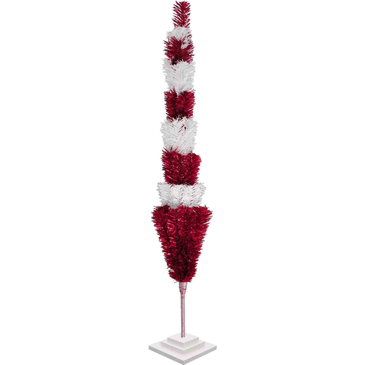 Red & White Candy Cane Layered Tinsel Christmas Tree - Lee Display