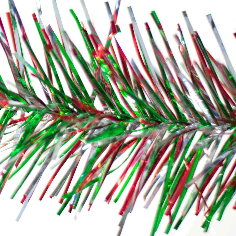 Red, Green, and Silver Tinsel Garland - Lee Display