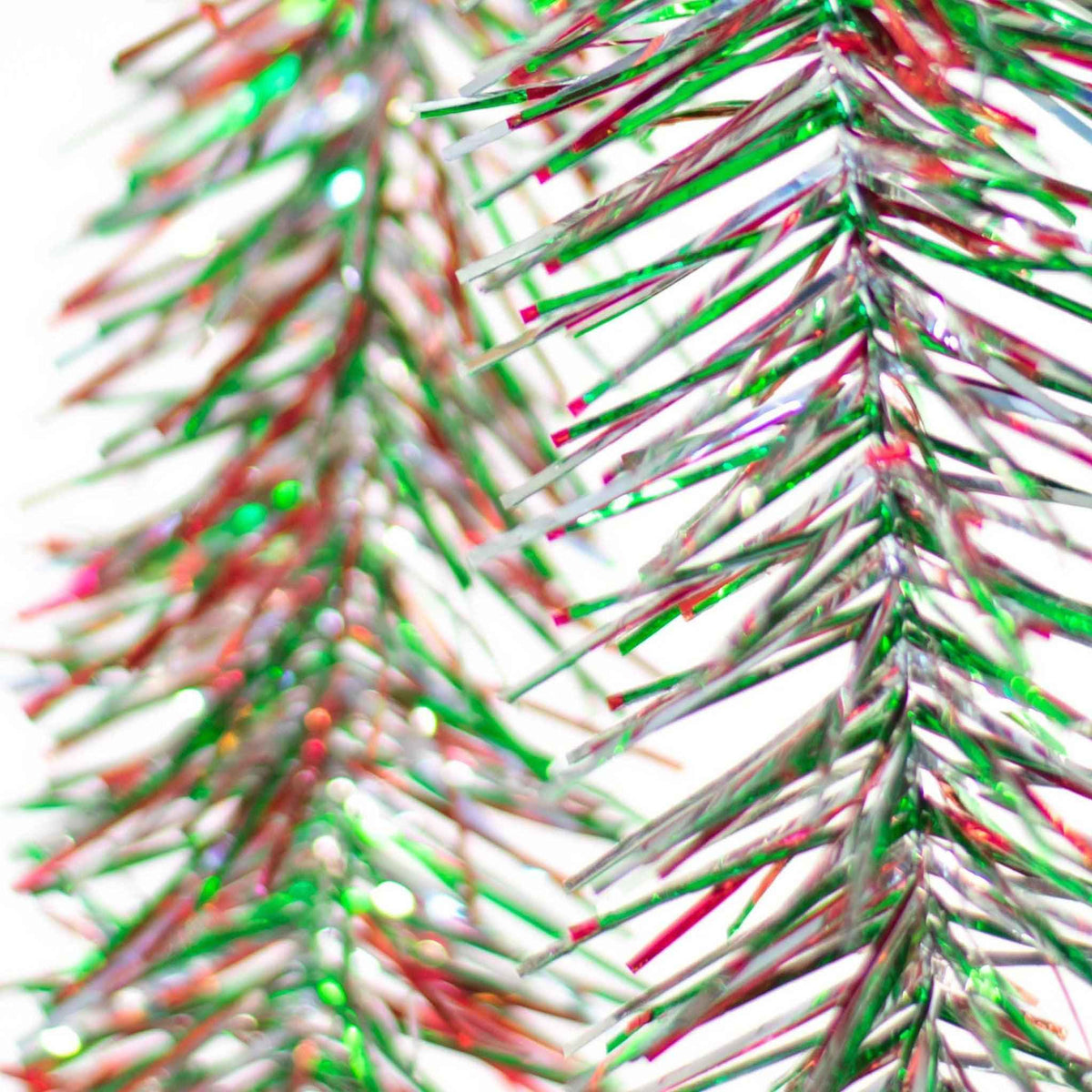 Red, Green, and Silver Tinsel Garland - Lee Display