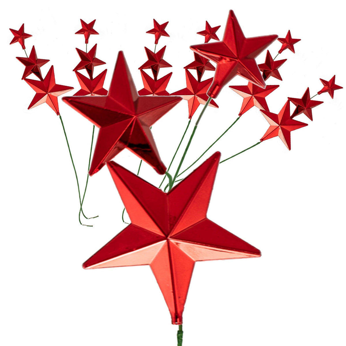 Introducing Lee Display's stunning Red Star Pick Ornaments! These dazzling ornaments are perfect for adding a touch of glamour and sophistication to any Christmas tree or holiday decor.