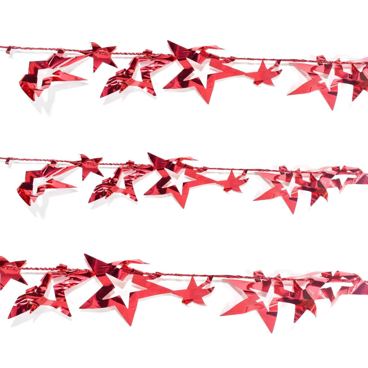 Red Star Tinsel Garland Ribbon - Lee Display
