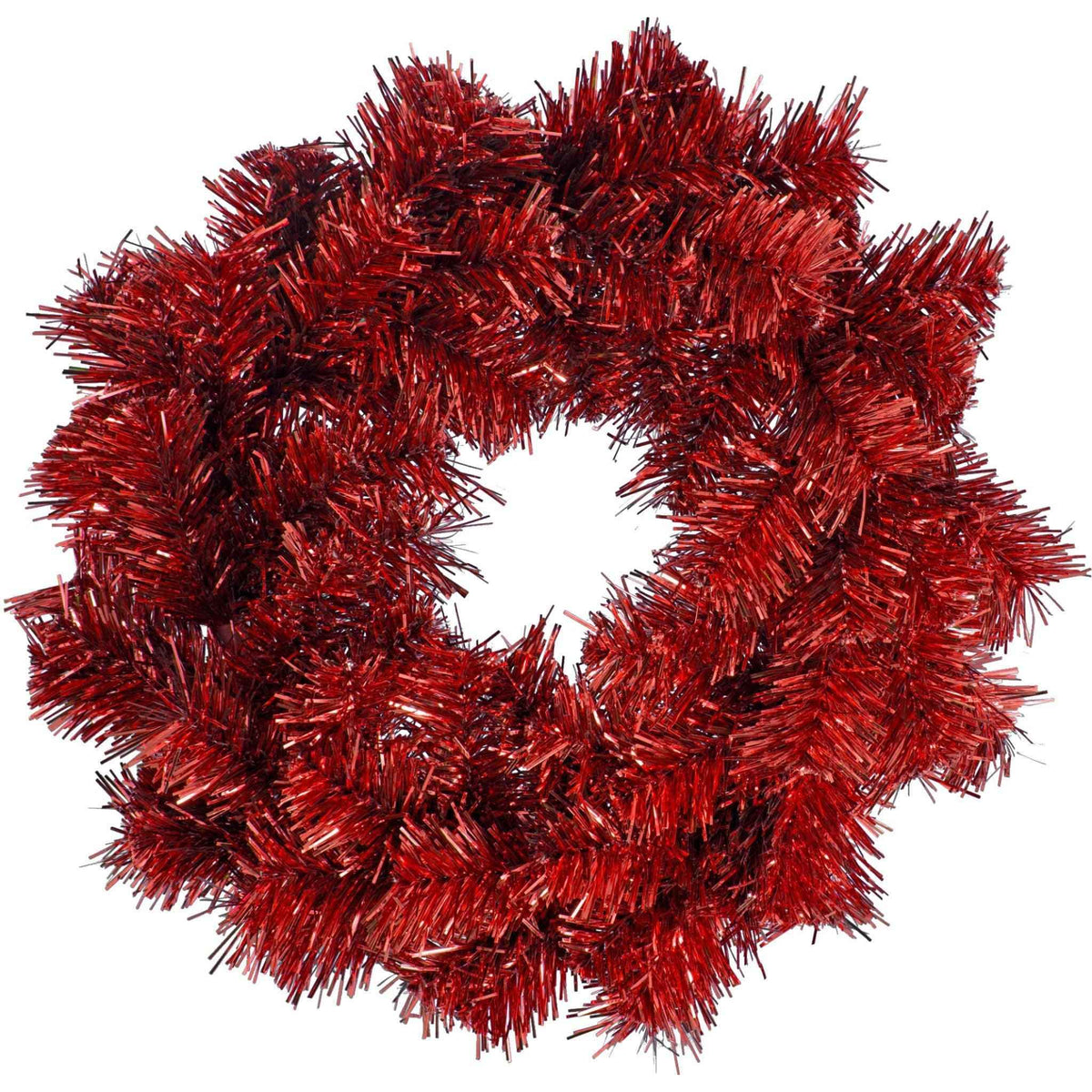 Red Tinsel Christmas Wreaths - Lee Display