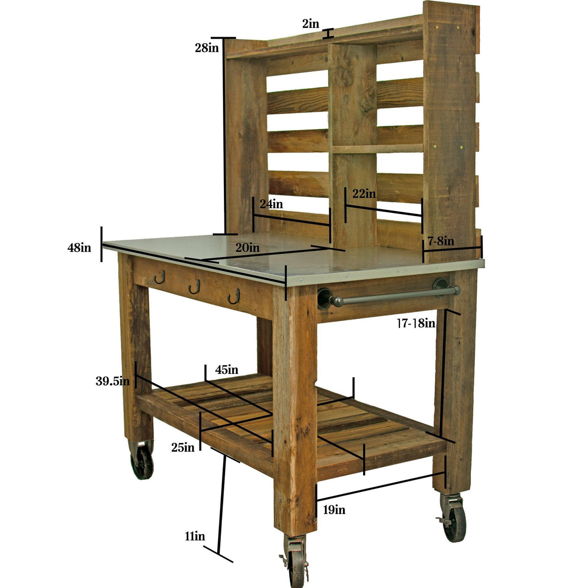 The dimensions and specs of Lee Display's Outdoor Redwood Potting Table. On sale at leedisplay.com