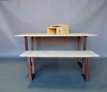 Rustic Bleached Redwood Table Furniture Set - Lee Display