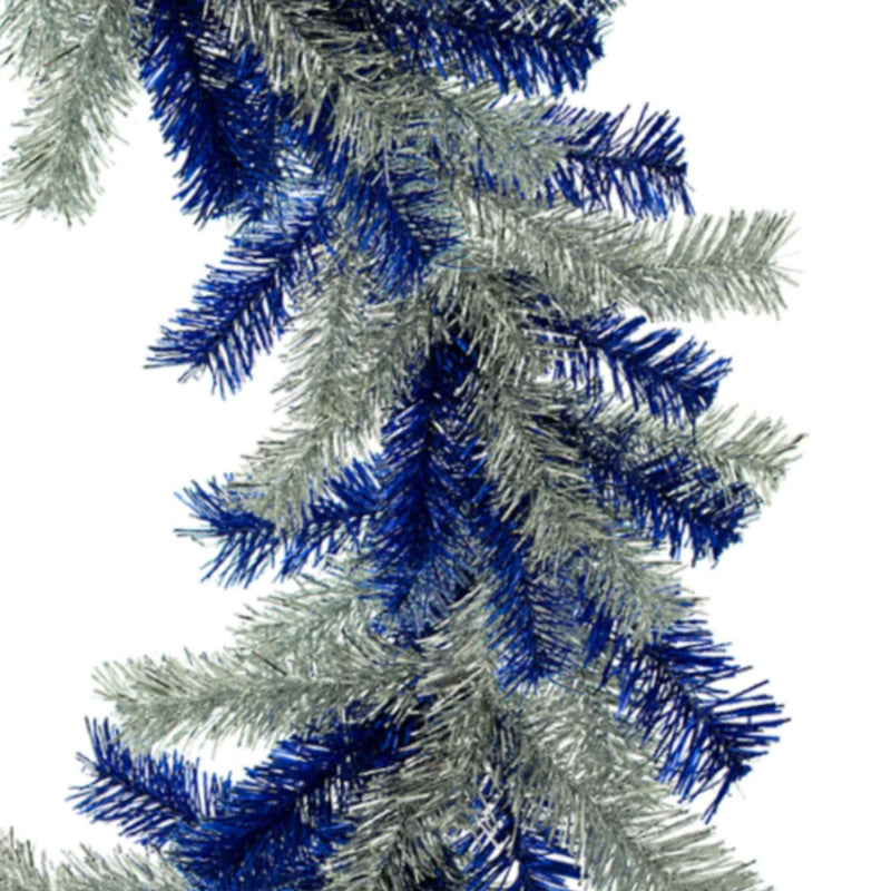 Silver and Blue Tinsel Christmas Wreaths - Lee Display