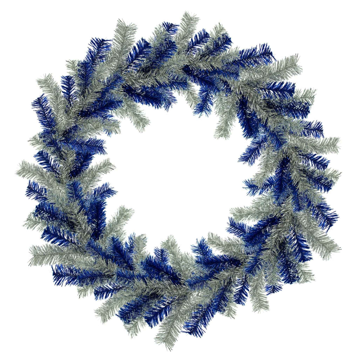 Silver and Blue Tinsel Christmas Wreaths - Lee Display