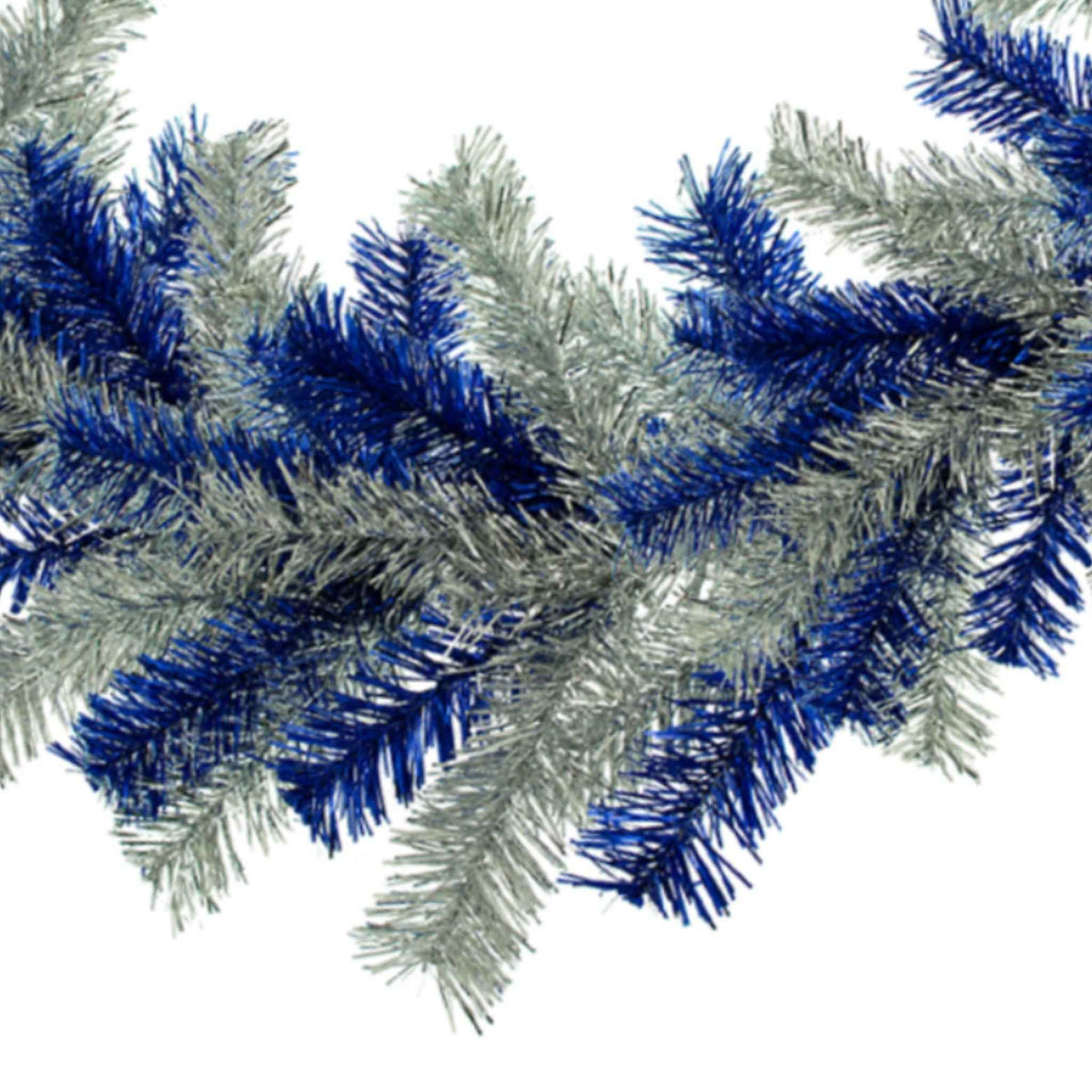 Silver and Blue Tinsel Christmas Wreaths - Lee Display