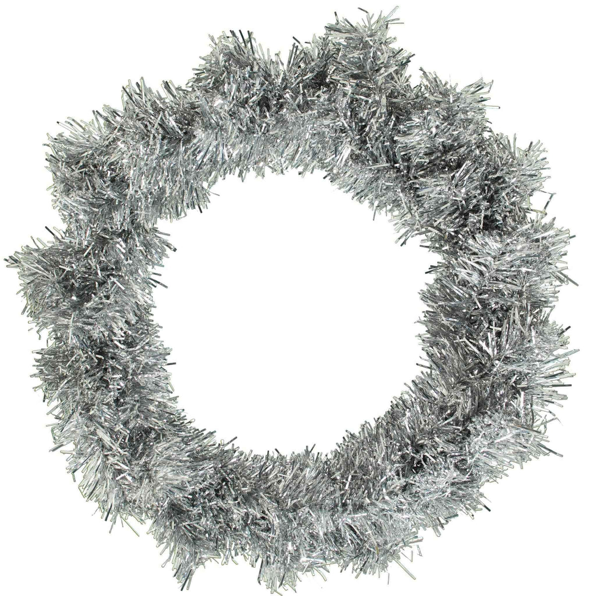 Silver Tinsel Christmas Wreaths - Lee Display