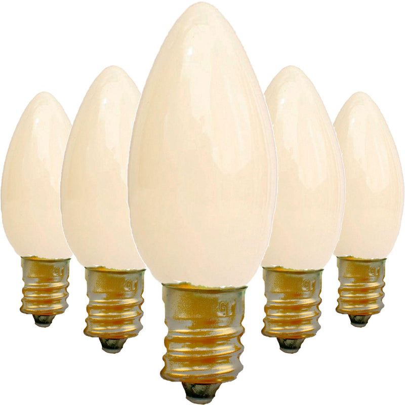 Lee Display's C7/C9 Candelabra Ceramic Solid White Christmas Light Bulbs on sale at leedisplay.com