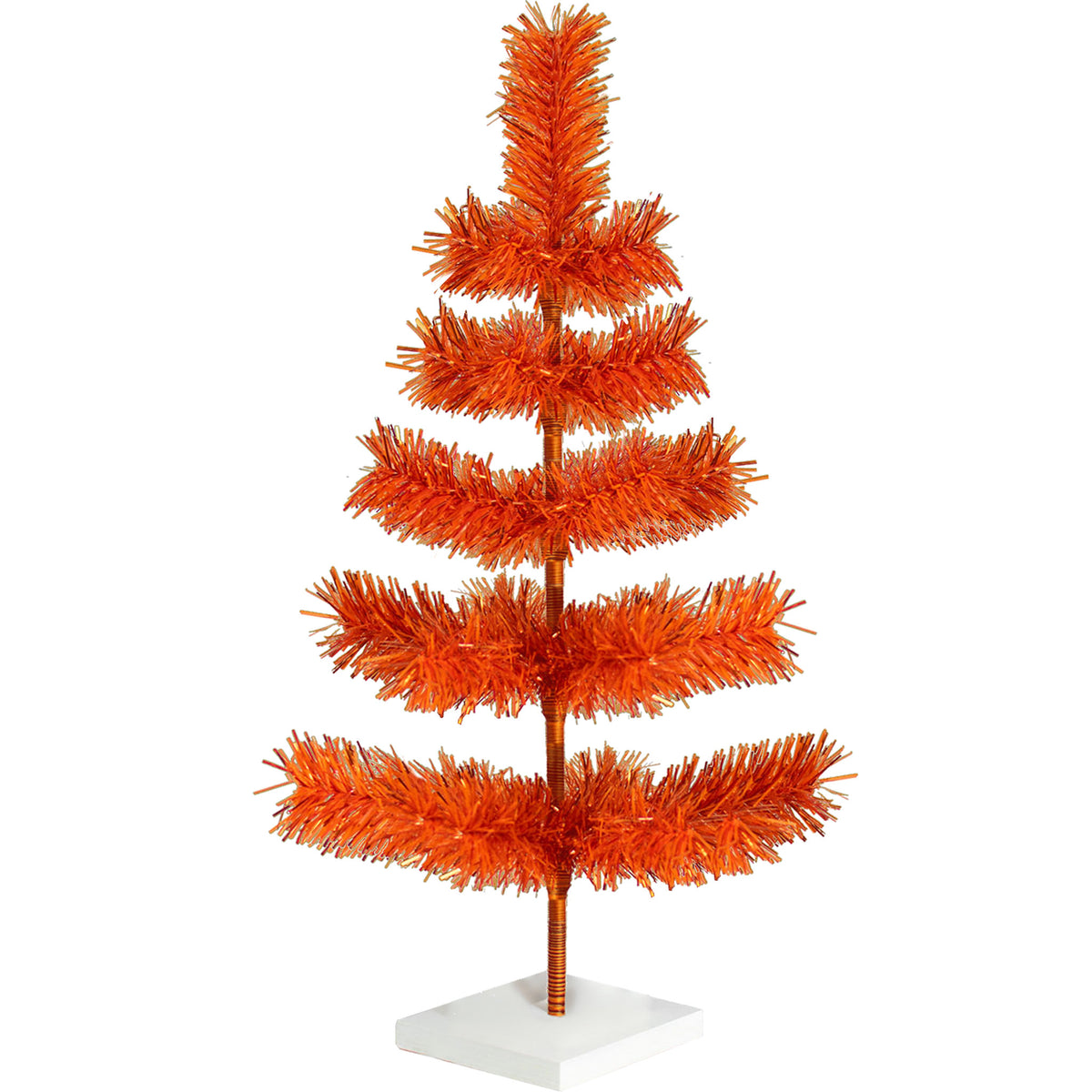 18in tall Matte Orange Tinsel Christmas Tree